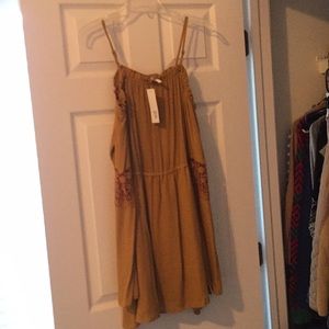 Mustard colored dress with bell sleeves